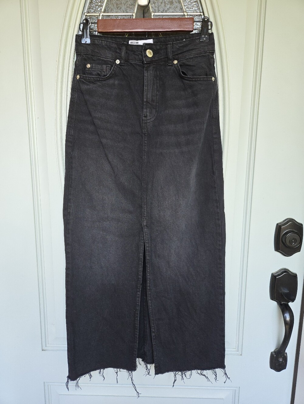 Bershka Black Denim Midi Skirt